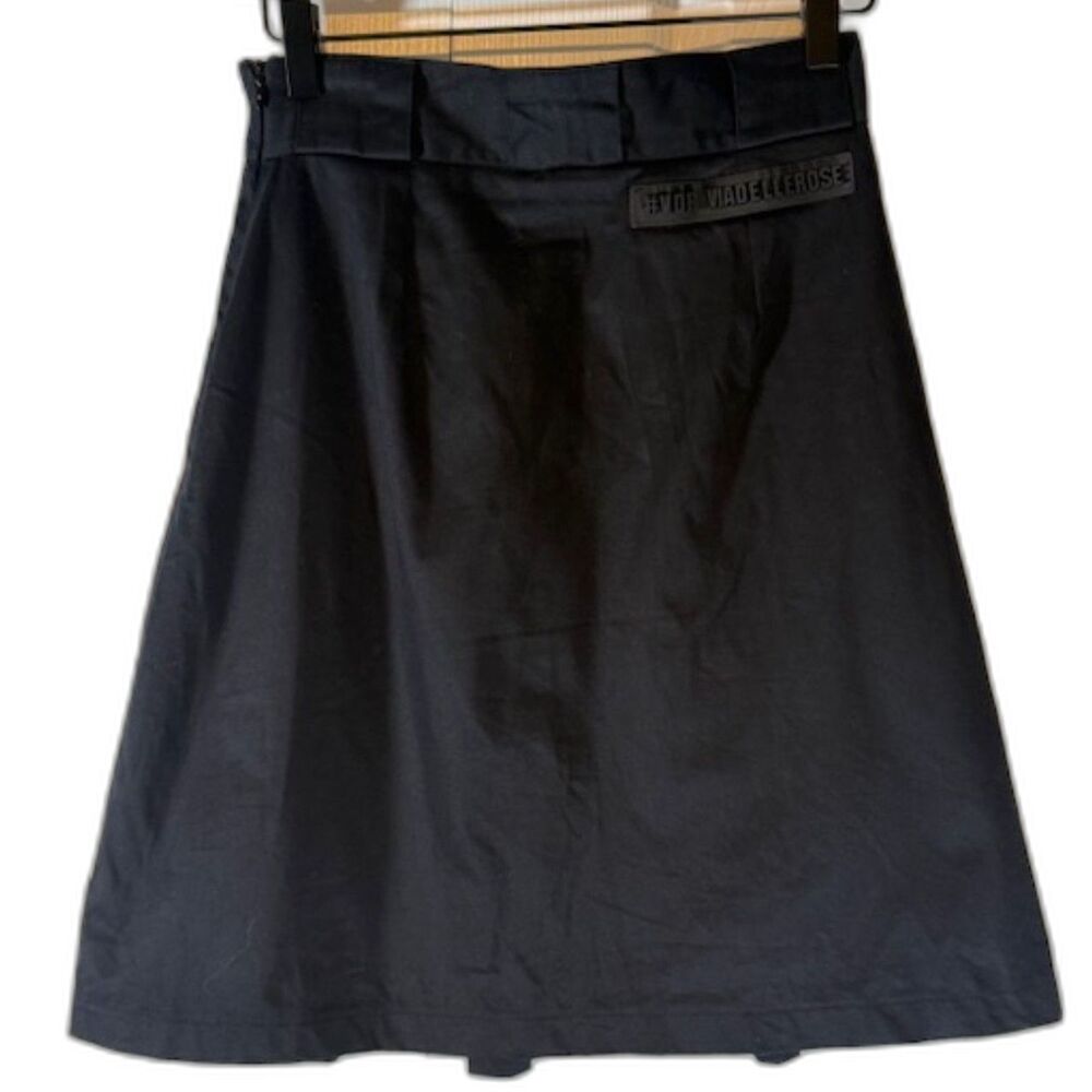 VOR Viadellerose Italian‎ Black Pleated Back Skirt XS Made Italy Designer